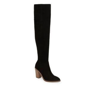 BP. Women's Hensley Lea Black Suede Block Heel Over the Knee Boots Size 7.5 M
